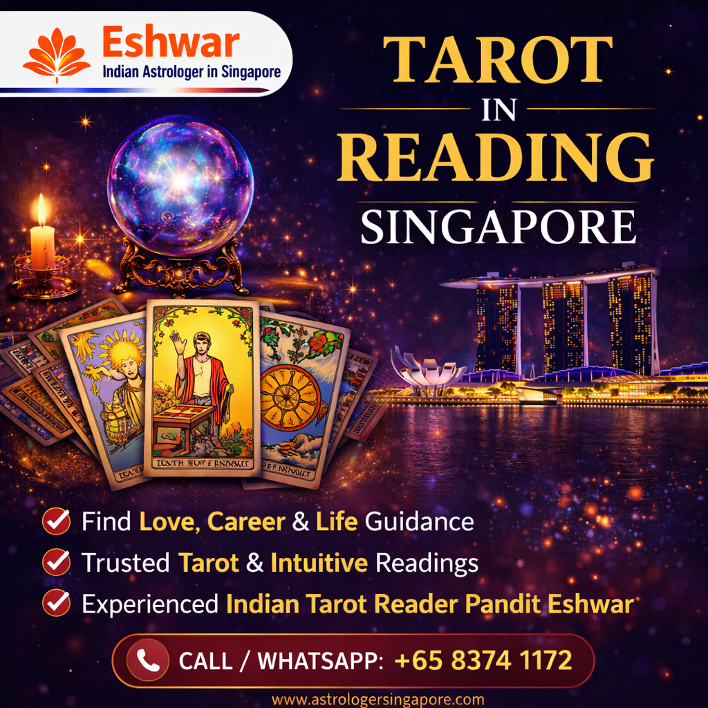 Choosing the right tarot reader is important for getting accurate and meaningful insights. Pandit Eshwar has built a strong reputation in Singapore for providing reliable and honest tarot reading services. His knowledge, experience, and understanding of people’s concerns make him a trusted choice among clients. Whether you are facing challenges in love, career, or personal life, tarot reading can help you understand your situation better and find the right direction. If you are searching for tarot reading in Singapore, Indian tarot reader in Singapore, or accurate tarot guidance, Pandit Eshwar offers trusted services that can help you move forward with confidence. Tarot reading is not about fear or confusion; it is about clarity, understanding, and making better choices. With the right guidance, you can overcome challenges, improve your relationships, and achieve your goals. For consultation, you can contact Pandit Eshwar and experience the benefits of tarot reading in Singapore. Take the first step towards clarity and confidence in your life. With accurate insights and practical guidance, tarot reading can help you make better decisions and create a positive path for your future.