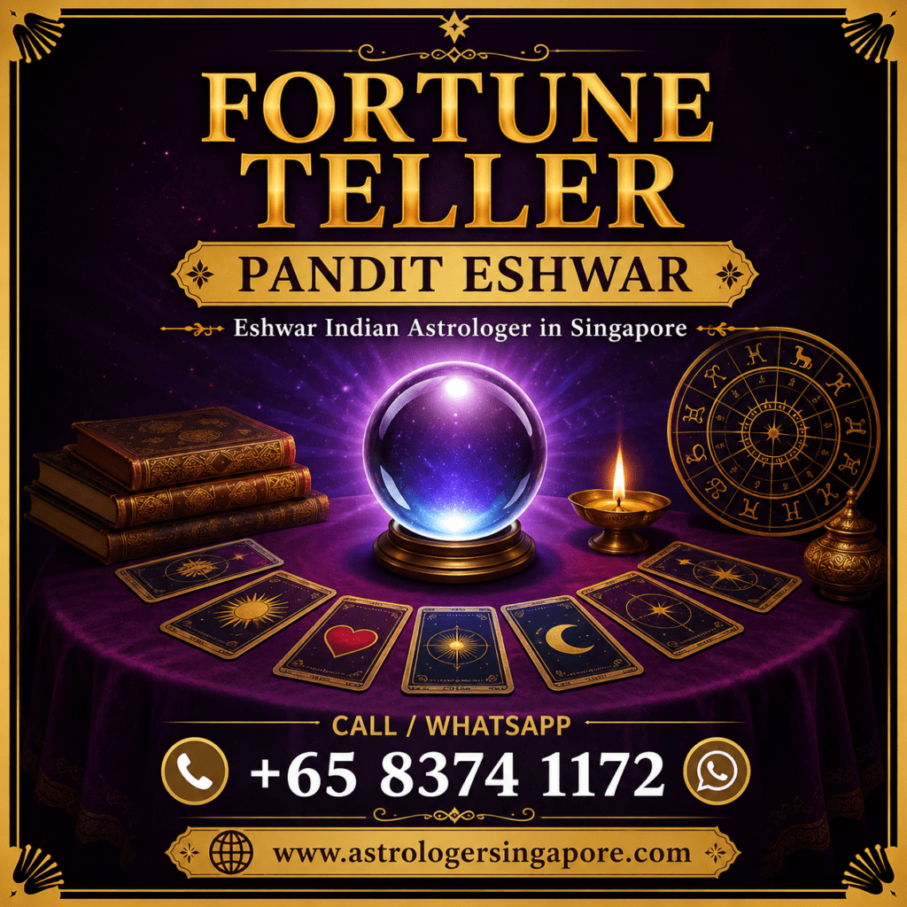 Fortune Telling in Singapore – Trusted Guidance by Pandit Eshwar Finding clarity during life's important moments can be challenging. Whether you're making decisions about your career, relationships, finances, or personal goals, many people seek guidance to better understand their options. If you're looking for Fortune Telling in Singapore, Pandit Eshwar offers personalized consultations based on traditional Vedic astrology, horoscope analysis, and spiritual guidance to help you make informed decisions with confidence. What is Fortune Telling? Fortune telling is a traditional practice that helps individuals reflect on different aspects of their lives through established spiritual and astrological methods. Rather than guaranteeing specific future outcomes, fortune telling offers insights based on your birth chart, planetary positions, and traditional Vedic knowledge. These consultations can help you understand patterns, opportunities, and challenges while supporting thoughtful decision-making. At Pandit Eshwar's consultation, every session is personalized according to your birth details and individual circumstances. Why Choose Pandit Eshwar for Fortune Telling in Singapore? Pandit Eshwar is a trusted Indian Astrologer in Singapore with years of experience in Vedic astrology. He provides professional consultations that combine traditional knowledge with a personalized approach. Every client receives individual attention, and each horoscope is carefully analyzed before guidance is provided. His consultations focus on helping clients gain clarity in areas such as: Love and relationships Marriage compatibility Career planning Business growth Financial guidance Family matters Education Personal development Spiritual growth Rather than making unrealistic promises, Pandit Eshwar provides thoughtful guidance rooted in traditional Vedic astrology. Fortune Telling Services Offered Pandit Eshwar offers a wide range of astrology and spiritual consultation services, including: Fortune Telling Horoscope Reading Birth Chart (Kundli) Analysis Vedic Astrology Nadi Astrology Palm Reading Tarot Reading Marriage Compatibility Love & Relationship Guidance Career & Business Astrology Financial Guidance Health & Family Guidance Spiritual Healing Vastu Consultation Personalized Vedic Remedies Every consultation is designed to provide practical insights based on traditional astrological principles. Benefits of Fortune Telling Consultations Many people choose fortune telling consultations to gain a better understanding of their life path. While no consultation can predict the future with certainty, traditional Vedic astrology can offer valuable perspectives that may help you: Better understand your strengths and opportunities Reflect on important life decisions Gain clarity in relationships Explore career and business options Improve confidence when planning for the future Understand planetary influences in your horoscope Receive personalized spiritual guidance These consultations are intended to support informed decision-making rather than replace personal judgment. Fortune Telling for Love and Relationships Relationships are one of the most common reasons people seek fortune telling guidance. Whether you're single, in a relationship, or planning marriage, horoscope analysis may help you understand compatibility, communication, and important considerations. Pandit Eshwar provides personalized consultations for: Love compatibility Marriage guidance Relationship harmony Family relationships Emotional well-being Each consultation is tailored to your unique birth chart. Fortune Telling for Career and Business Career and business decisions often involve uncertainty. Fortune telling consultations based on Vedic astrology can help you understand favorable periods, personal strengths, and areas where careful planning may be beneficial. Guidance is available for: Career planning Business decisions Job opportunities Professional growth Financial planning Education and skill development Personalized Vedic Astrology Consultation Every person's horoscope is unique. Pandit Eshwar carefully studies your birth chart before providing guidance. His consultations are based on traditional Indian astrology and personalized according to your individual circumstances. Each consultation may include: Detailed horoscope analysis Planetary influence assessment Birth chart interpretation Personalized recommendations Traditional Vedic guidance Spiritual practices suited to your situation Why Clients Trust Pandit Eshwar Clients choose Pandit Eshwar because of his: Years of experience in Vedic astrology Honest and professional consultations Personalized approach Confidential consultations Traditional Indian astrology knowledge Comprehensive astrology services Respect for every client's unique circumstances His goal is to help individuals make informed life decisions through authentic Vedic astrology and thoughtful guidance. Book Your Fortune Telling Consultation in Singapore If you're searching for reliable Fortune Telling in Singapore, Pandit Eshwar offers professional astrology consultations designed to provide clarity and guidance for life's important decisions. Whether you have questions about love, marriage, career, business, finances, family, or personal growth, you can receive personalized support based on traditional Vedic astrology. Contact Pandit Eshwar Today 📞 Call / WhatsApp: +65 8374 1172 🌐 Website: www.astrologersingapore.com 📍 Serving Clients Across Singapore